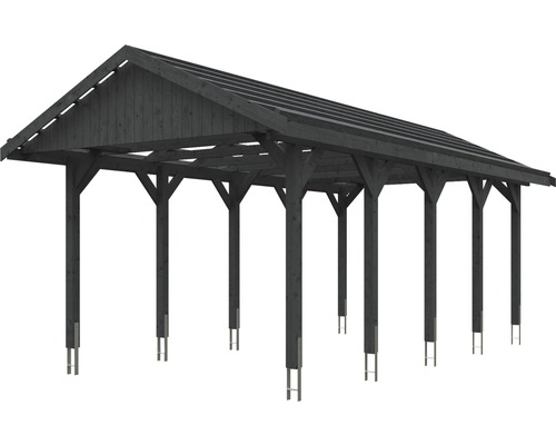 Holzcarport mit Satteldach und Stahlfüßen