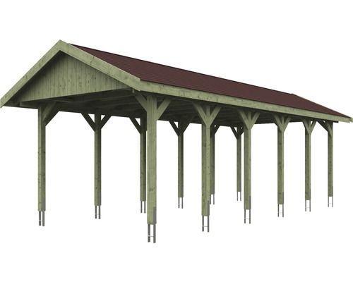 Überdachter Unterstand mit Holzkonstruktion und Dach