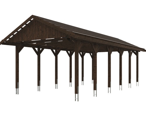 Großer Unterstand aus Holz mit Metallsockeln