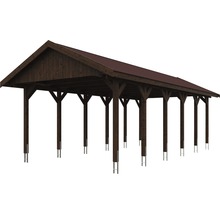Großer Carport aus Holz mit Stützpfosten