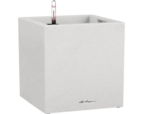 Pflanzkübel Lechuza Canto Stone 30 x 30 x 30 cm weiß inkl. Erdbewässerungssystem Quadratischer Pflanzkübel mit Bewässerungssystem und Wasserstandsanzeige