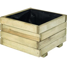 Quadratischer Pflanzkasten aus Holz mit Folieneinsatz
