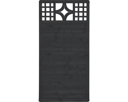 Teilelement Konsta Livia 90 x 180 cm anthrazit Holzzaunelement mit Lattenmuster und Zierelement