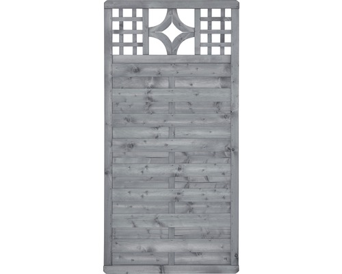 Teilelement Konsta Livia 90 x 180 cm hellgrau Holzzaun mit Gittereinsatz und dekorativem Element