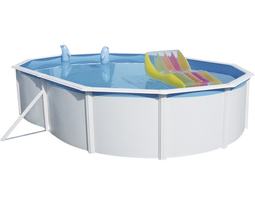 Aufstellpool Stahlwandpool-Set Steinbach Nuovo de Luxe oval 640x366x120 cm inkl. Skimmer-Set, Leiter & Anschlussschlauch weiß