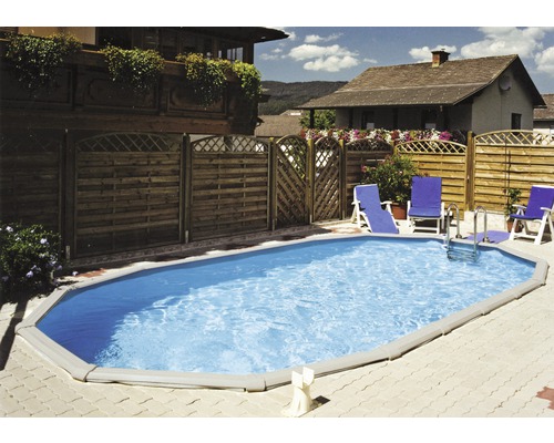 Einbaupool Stahlwandpool-Set Steinbach Grande oval 549x366x135 cm inkl. Einbauskimmer weiß