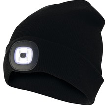 Schwarze Strickmütze mit LED-Leuchte