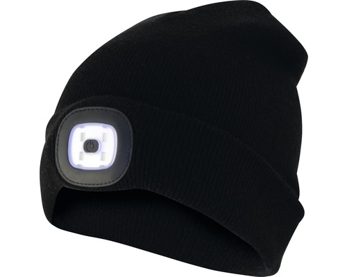 Mütze mit integriertem LED Licht 1W 250 mAh Akku wiederaufladbar schwarz
