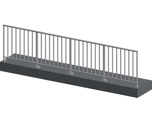Pertura Geländer-Komplettset Triton anthrazit G-Form Aluminium für Bodenmontage 4 m Geländer aus Metall auf Betonfundament