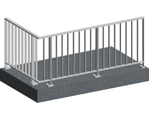 Pertura Geländer-Komplettset Triton taupe L-Form Aluminium für Bodenmontage 3,5 m