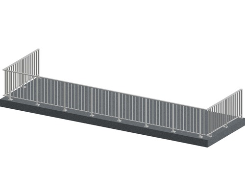 Pertura Geländer-Komplettset Triton taupe U-Form Aluminium für Bodenmontage 12 m Geländer aus Metall für den Außenbereich