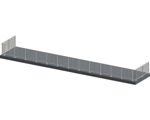 Pertura Geländer-Komplettset Triton anthrazit U-Form Aluminium für Bodenmontage 17 m