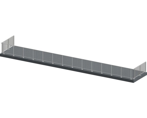 Pertura Geländer-Komplettset Triton anthrazit U-Form Aluminium für Bodenmontage 18 m Illustration eines Geländers aus Metall für den Außenbereich