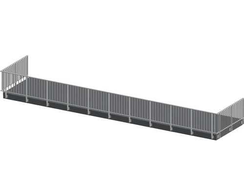 Pertura Geländer-Komplettset Triton anthrazit U-Form Aluminium für Seitenmontage 15 m