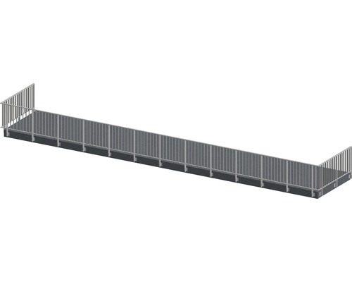 Pertura Geländer-Komplettset Triton anthrazit U-Form Aluminium für Seitenmontage 17 m