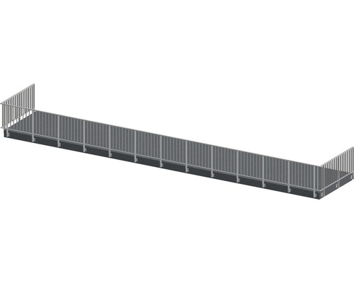 Pertura Geländer-Komplettset Triton anthrazit U-Form Aluminium für Seitenmontage 17 m Steg mit Geländer