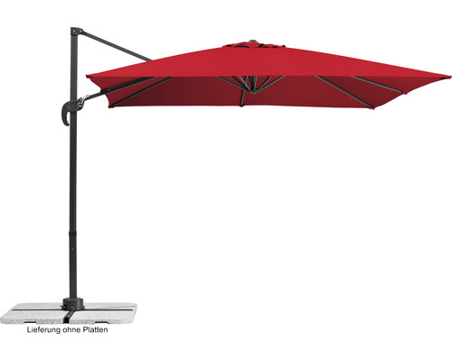 Sonnenschirm Ampelschirm Schneider Rhodos Junior Ø 270 cm rot Freiarm-Sonnenschirm mit rechteckigem Schirmdach und Fußkreuz