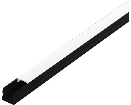 Alu-Schiene Opal Surface Profile 2 1000 mm schwarz-weiß LED-Profil mit Abdeckung
