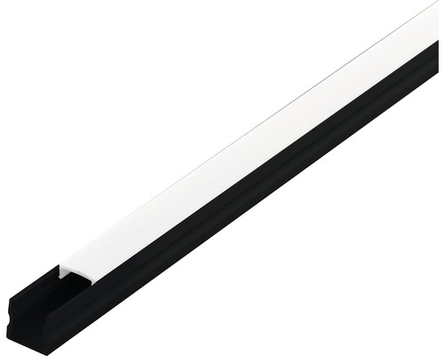 Alu-Schiene Opal Surface Profile 2 2000 mm schwarz-weiß LED-Profil mit Abdeckung