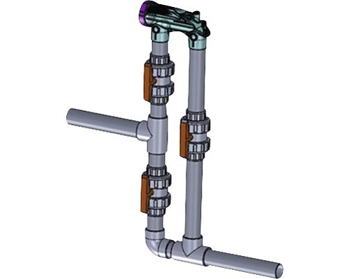 Installationsverteiler mit Ventilen und Rohrverbindungen
