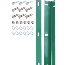 Montageset mit Schrauben, Muttern, Unterlegscheiben und grünen Metallwinkeln