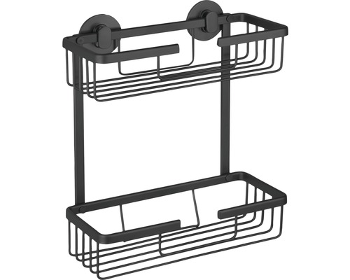 Hängeduschkorb Differnz 25x30x12 cm eckig mit Saugnapfsystem schwarz matt