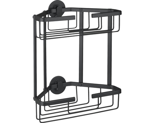 Eck-Hängeduschkorb Differnz 28x30x13cm eckig mit Saugnapfsystem schwarz matt