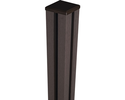 Torpfosten GroJa Flex BPC mit Kappe zum Einbetonieren 10 x 10 x 240 cm terra Zaunpfosten aus Kunststoff mit Pfostenkappe