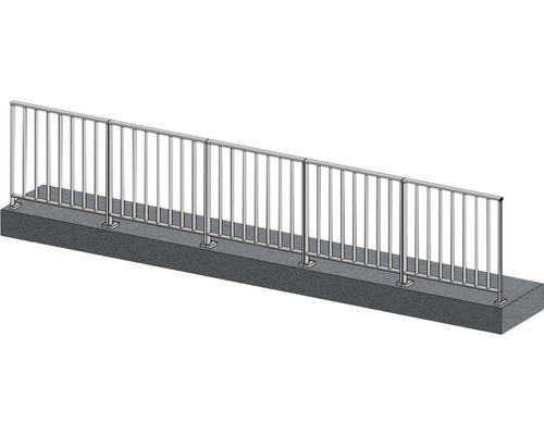 Pertura Geländer-Komplettset Triton taupe G-Form Aluminium für Bodenmontage 5 m Geländer aus Metall auf Betonfundament