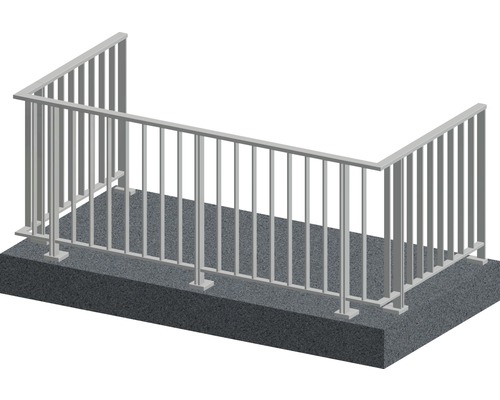 Pertura Geländer-Komplettset Triton taupe U-Form Aluminium für Bodenmontage 6 m Metallgeländer auf Betonuntergrund