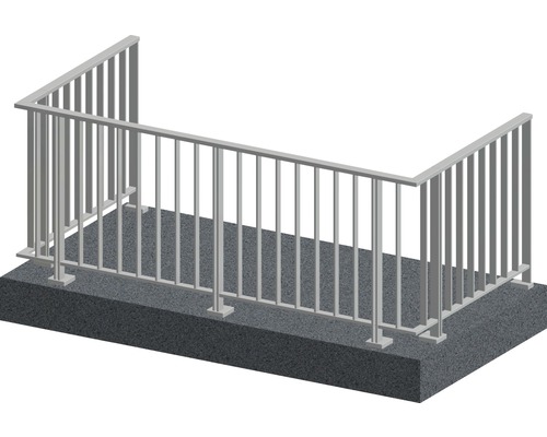 Pertura Geländer-Komplettset Triton taupe U-Form Aluminium für Bodenmontage 5 m Metallgeländer auf Betonboden