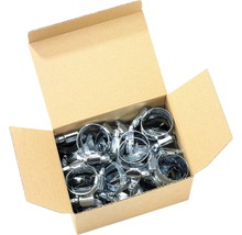 Offener Karton mit Schlauchschellen
