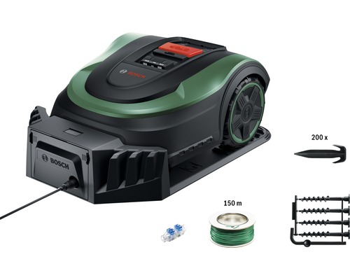 Bosch Mähroboter mit Begrenzungskabel, Kabelverbindern und Heringen