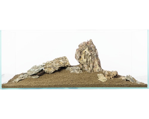 Dekoratives Aquarium mit Steinen und Bodengrund