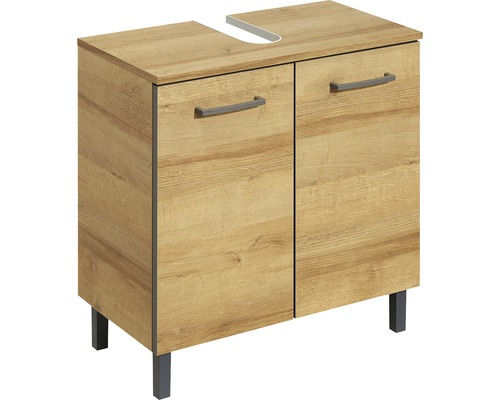 Waschbeckenunterschrank Pelipal Rüdesheim 60x62x33 cm ohne Waschbecken Eiche Waschtischunterschrank mit zwei Türen für das Badezimmer