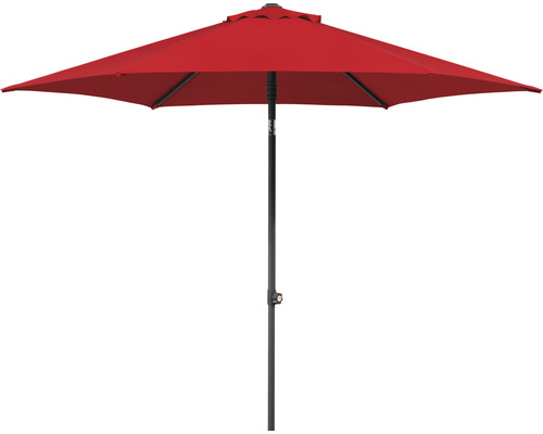 Roter Sonnenschirm mit Metallgestell für den Garten oder die Terrasse