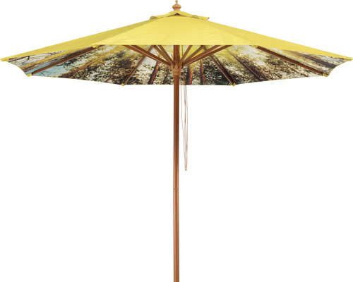 Sonnenschirm mit Holzrahmen und Baumdesign