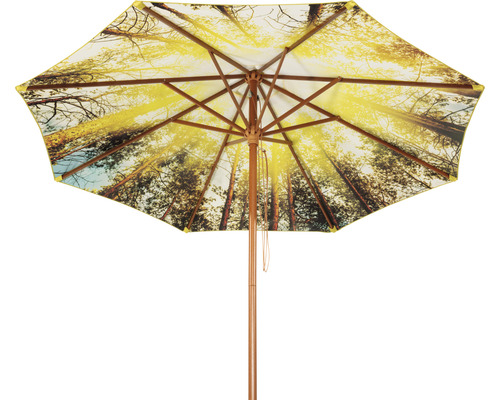 Sonnenschirm Marktschirm Schneider Malaga Forest Ø 300 cm hellgrün Sonnenschirm mit Waldmotiv