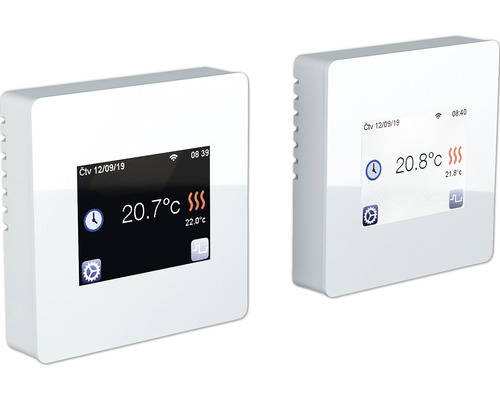 Funk-Thermostat Vitalheizung HVHTFT WIFI inkl. Touchscreen weiß Zwei Raumthermostate mit digitaler Anzeige