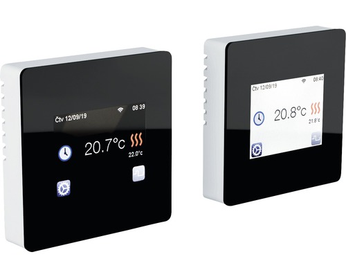 Funk-Thermostat Vitalheizung HVHTFT WIFI inkl. Touchscreen schwarz Zwei elektronische Raumthermostate zur Temperaturregelung
