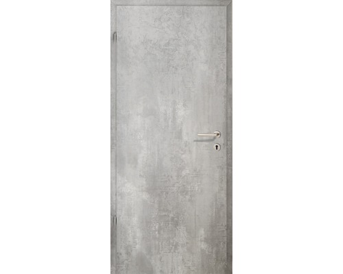 Graue Innentür mit Türgriff und Schloss