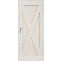 Schiebetür-Komplettset Barn Door Vintage weiß grundiert XBrace Speichen 95x215 cm inkl. Türblatt,Schiebetürbeschlag,Abstandshalter 40 mm und Griff-Set-thumb-3