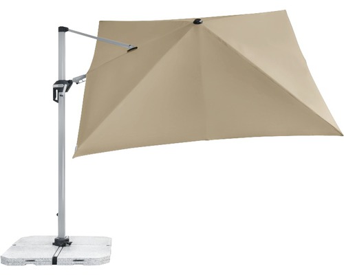 Freiarm-Sonnenschirm mit quadratischem Schirm und Fuß