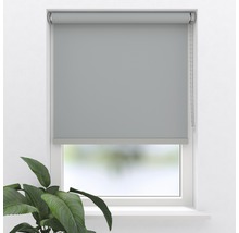 Graues Rollo am Fenster zur Lichtregulierung