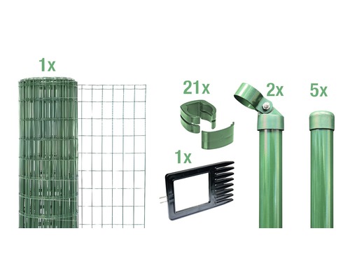Zaunkomplett-Set ALBERTS Fix-Clip Pro-Set zum Einbetonieren 10 x 1,02 m grün