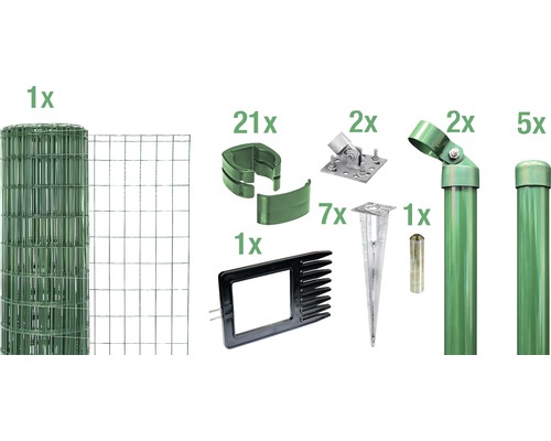 Zaunkomplett-Set ALBERTS Fix-Clip Pro-Set mit Bodenhülsen 10 x 1,22 m grün