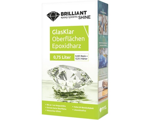BrilliantShine Oberflächen Epoxidharz Gießharz 750 ml Brilliant Shine Glasklar Oberflächen Epoxidharz 0,75 Liter Verpackung