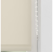 Beige Jalousie mit Bedienkette im Fenster