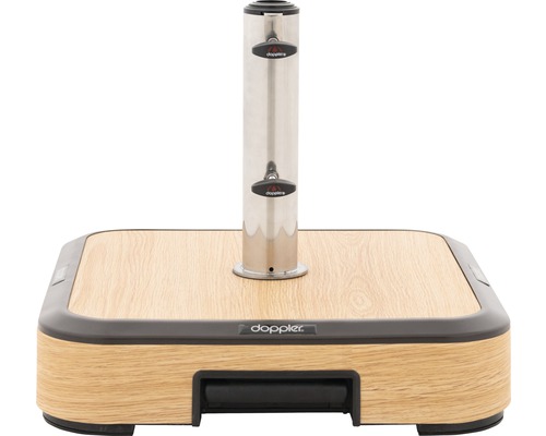 Doppler Schirmständer mit Edelstahlrohr und Holzoptik