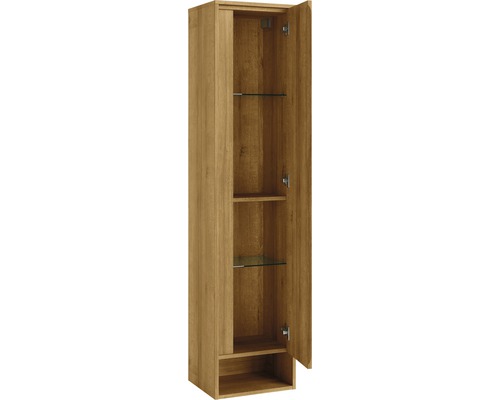 Hochschrank Fackelmann Natura rechts 166,5x38x32 cm asteiche Hochschrank mit Glastüren und Einlegeböden